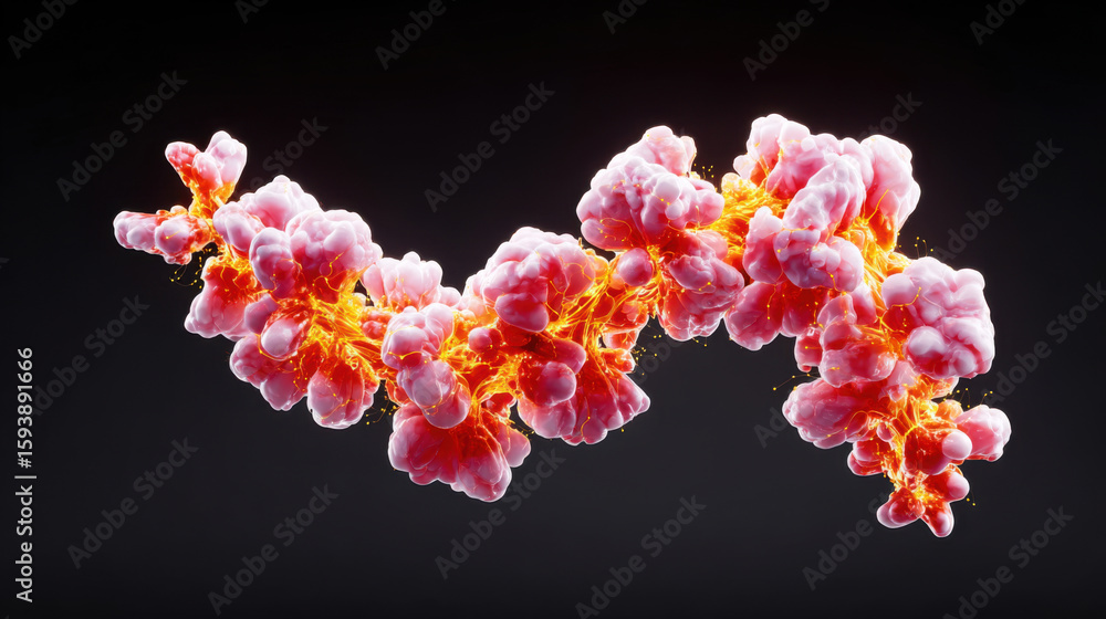 Poster molecular structure visualization showcasing vibrant protein ligand interactions with dynamic colors