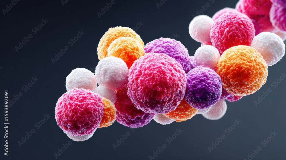 Aufkleber colorful nanoparticles various sizes and shapes create visually striking representation of nanotechn