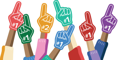 Fan foam fingers hands up 