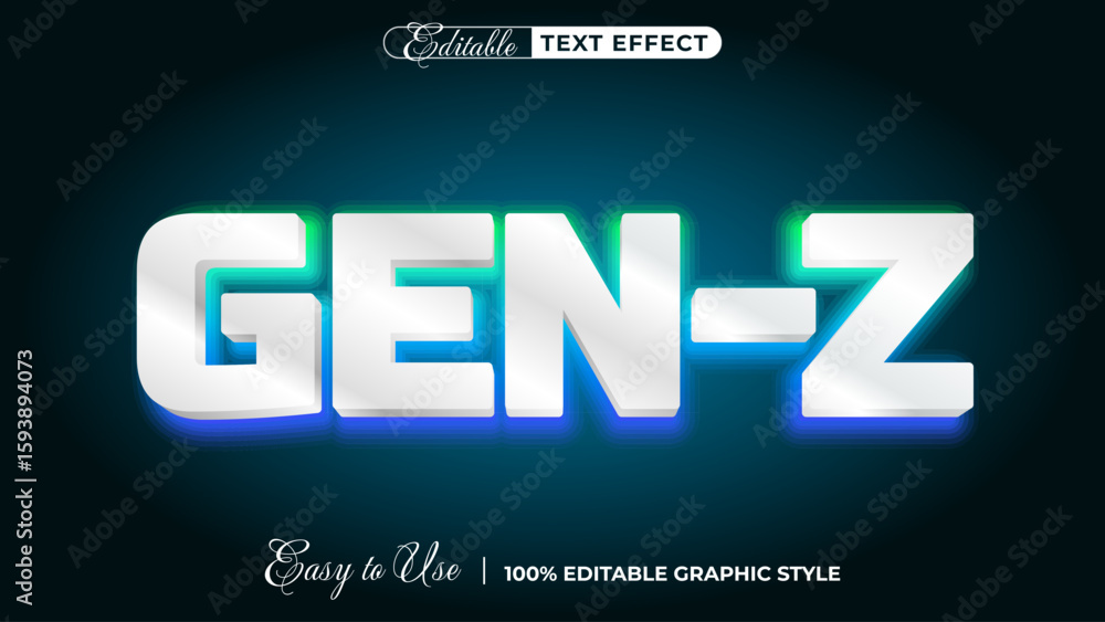 Poster gen z editable text effect with neon style