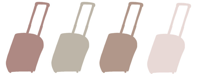 キャリー　旅行　趣味　イラスト　赤茶色　黄色い灰色　薄茶色　薄ピンク　4セット　シークレット　色違い
