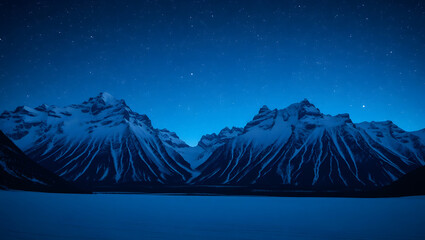 Mountain Majesty – Snowy peaks under a starry night