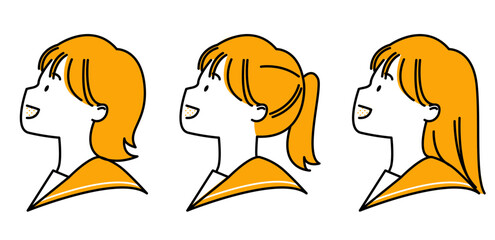 上を向くセーラーの女子高生3セット_シンプル