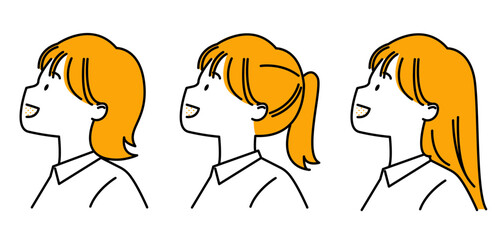 上を向くワイシャツの女子高生3セット_シンプル