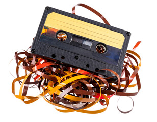 Retro Cassette Tape with Unwound Tape