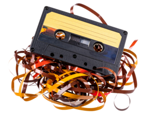 Retro Cassette Tape with Unwound Tape