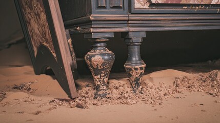 Antique cabinet restoration workshop sand