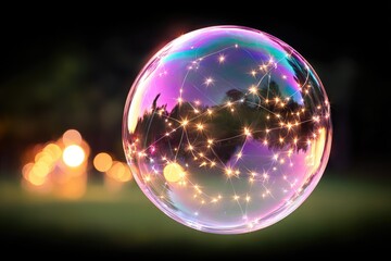 Sphere bubble, network,  glowing lights