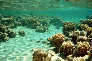 Naklejka premium Clear coral reef underwater scene