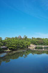 島根県松江市の春の国宝松江城と堀川