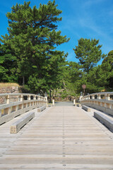 島根県松江市の春の国宝松江城と堀川