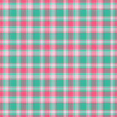 Christmas tartan seamless pattern.Checkered plaid repeat pattern in green and pink. Geometric graphic vector illustration background design for fabric and prints.
