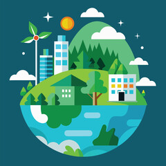 Fototapeta premium Green Future Vision Highlighting Sustainable Smart Eco Cities