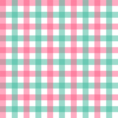 Gingham seamless pattern in green pink white.Checkered tartan plaid repeat pattern for Christmas.Geometric vector illustration background wallpaper texture for fabric and prints.