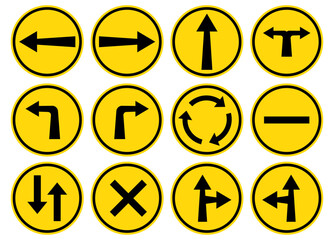 Road sign collection isolated on a white background