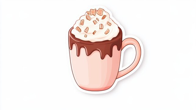 pink mug of hot chocolate with whipped cream clip art preview