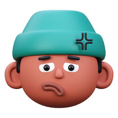 3d render upset cartoon emoji