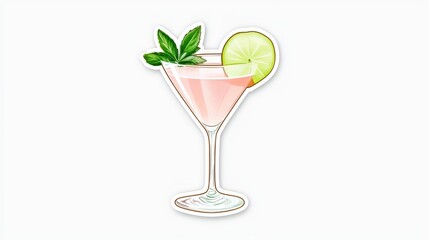 Maple Caramel Apple Martini illustrated in pastel tones, dreamy pinks, soft greens, and gentle golds, styled as a charming sticker on clean white backdrop.