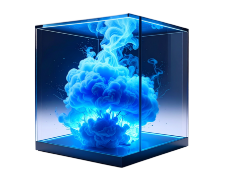 Neon Glow Smoke Bomb Inside Transparent Cube