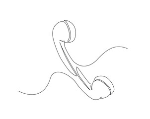 Handset telephone outline drawing illustration. one continuous line drawing of hand set phone.