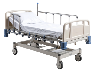 Hospital Bed with Wheels and Railings – Medical Equipment