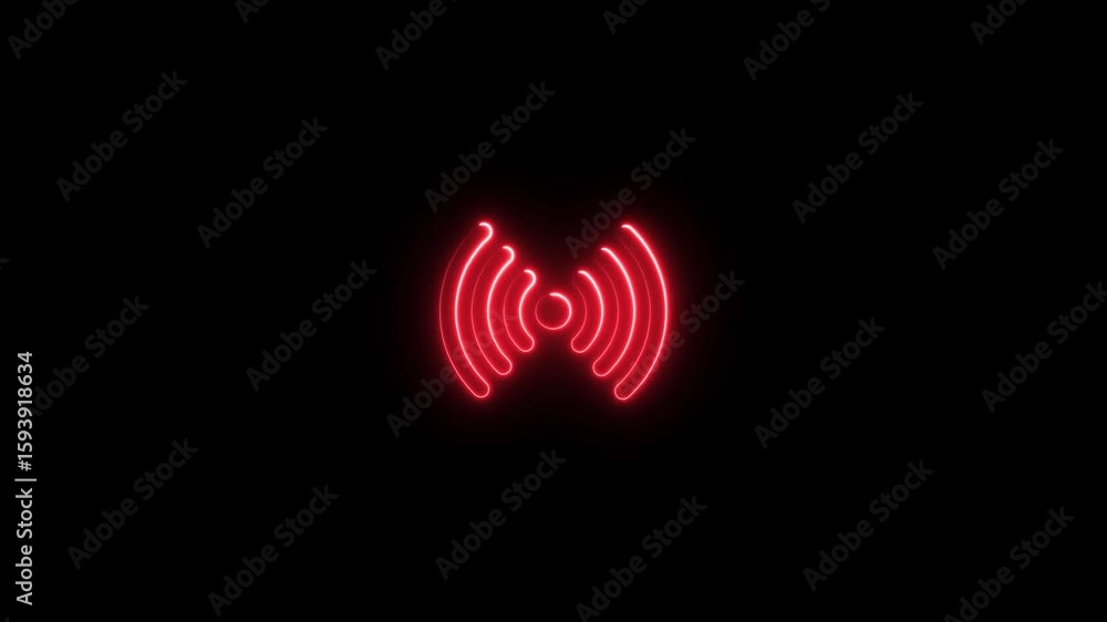 Aufkleber neon wi-fi hotspot icon animation. wireless technology network signal -4k video. wifi hotspot icon a