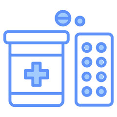 Obraz premium Pills Outline Blue Color Icon