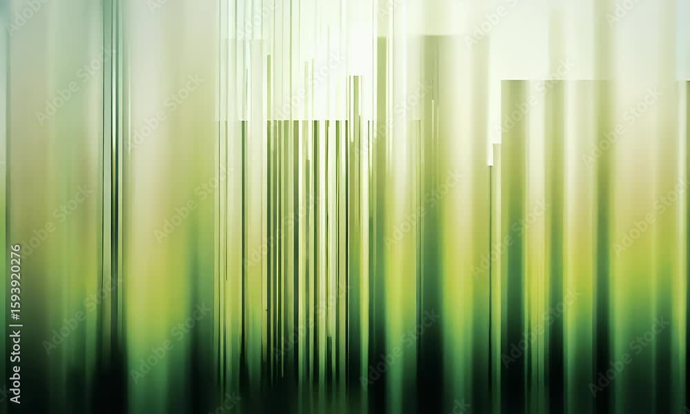 Poster blurred background in light green and beige colors, with an abstract pattern of vertical lines and s