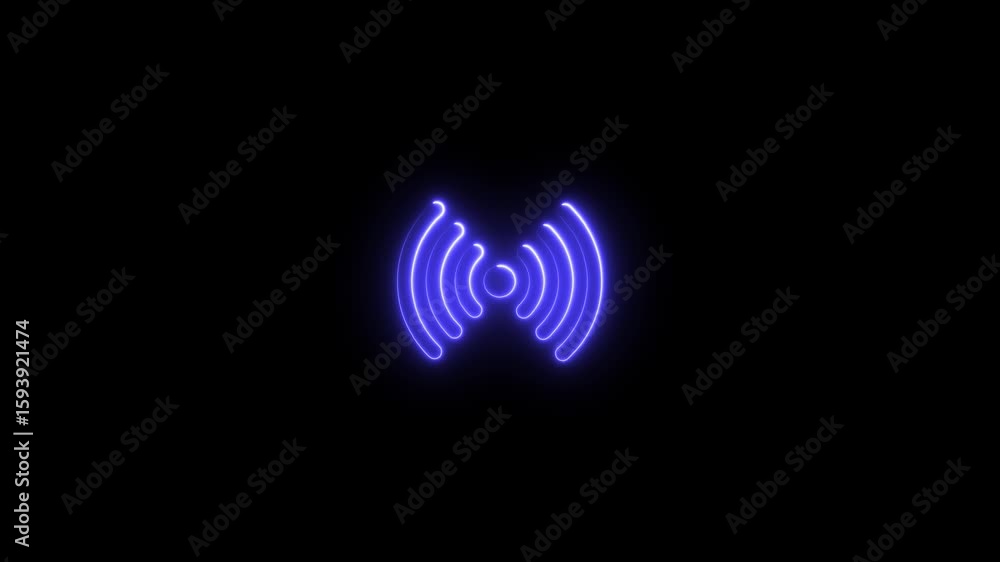 Aufkleber neon wi-fi hotspot icon animation. wireless technology network signal -4k video. wifi hotspot icon a