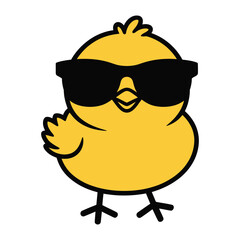 Cool Cartoon Chick with Sunglasses: Cute Animal, Easter, and Fun Character