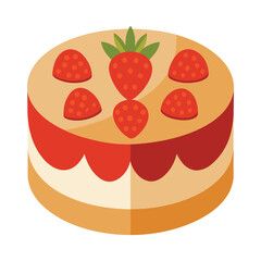 Round Cake Icon Simple Round Cake with Straw Vector Illustration