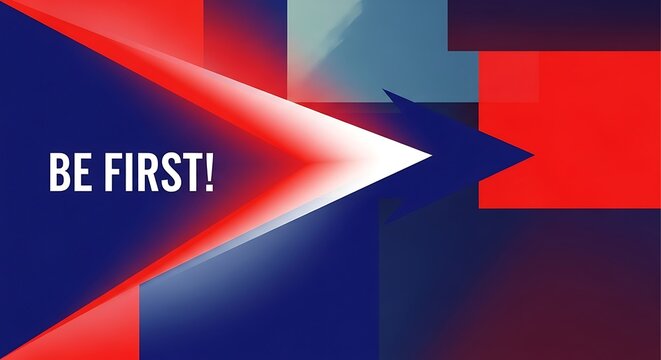 Bold geometric abstract with motivational message, encouraging ambition and success