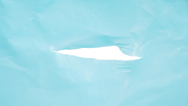 Ripped sky blue plastic isolated on transparent background