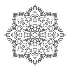 A black and white mandala illustration line art of a coloring page