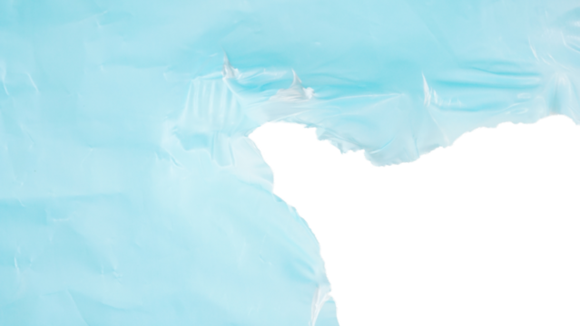 Damaged sky blue plastic isolated on transparent background