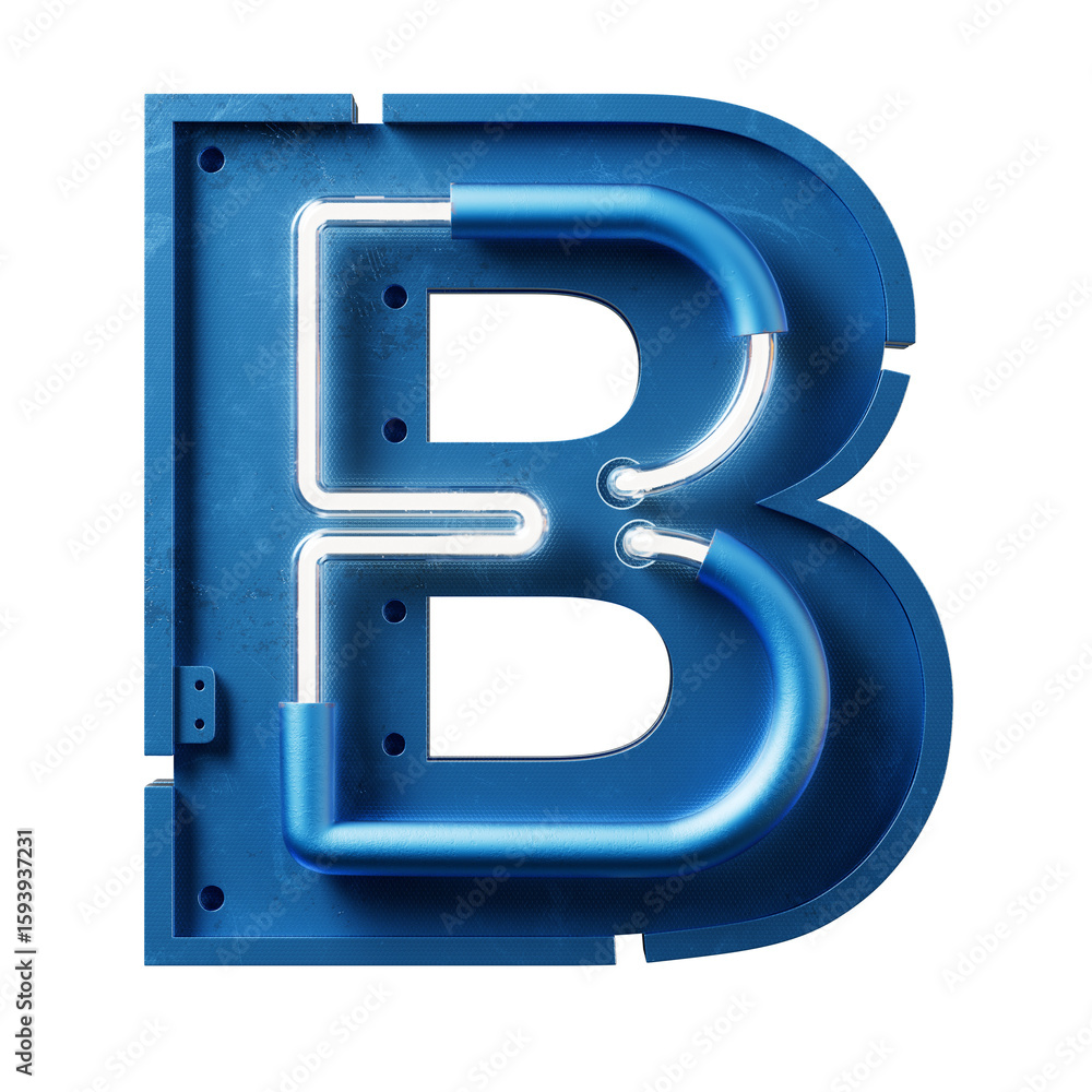 Poster bright neon font with fluorescent tubes.metallic futuristic cyberpunk alphabet. 3d rendering isolate