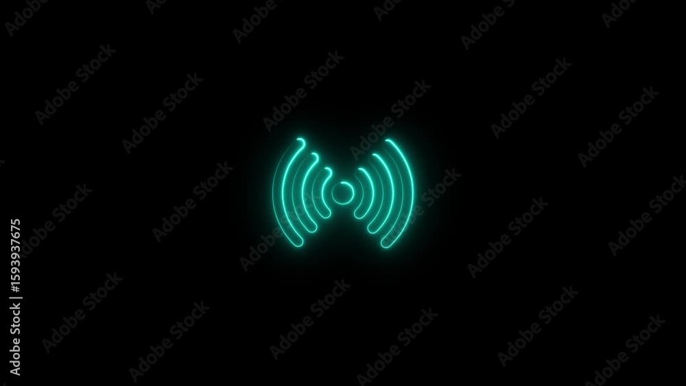 Aufkleber neon wi-fi hotspot icon animation. wireless technology network signal -4k video. wifi hotspot icon a
