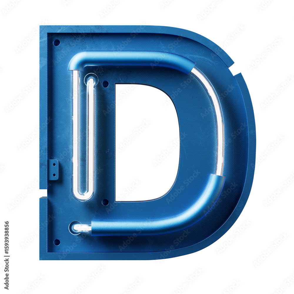 Aufkleber bright neon font with fluorescent tubes.metallic futuristic cyberpunk alphabet. 3d rendering isolate