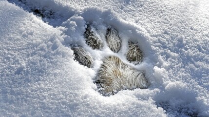 Animal paw print in snow