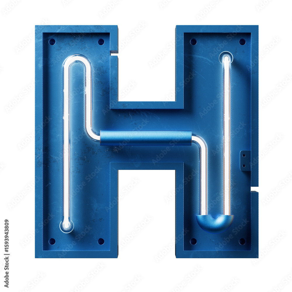 Poster bright neon font with fluorescent tubes.metallic futuristic cyberpunk alphabet. 3d rendering isolate