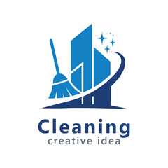 Cleaning creative concept logo design template