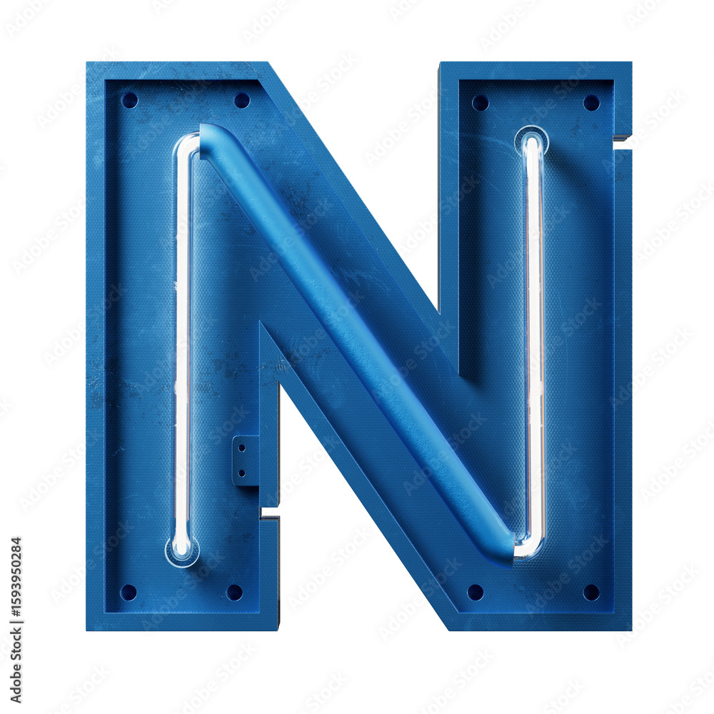 Aufkleber bright neon font with fluorescent tubes.metallic futuristic cyberpunk alphabet. 3d rendering isolate