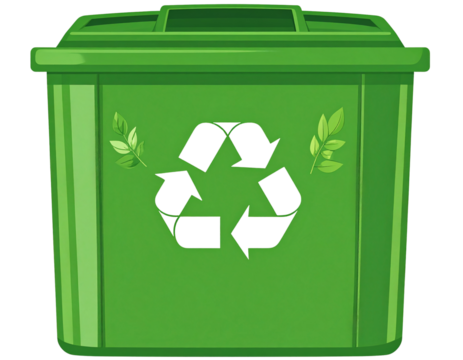 Green Recycle Bin with Leaves - Powered by Adobe