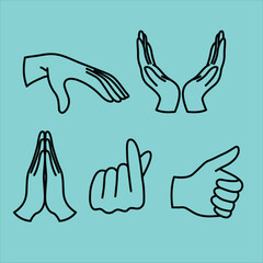 Obraz premium Expressive Hand Gestures Illustrations for Communication, Creative Design, Digital Art, Minimalist Style