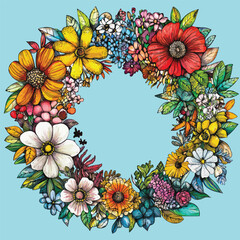 Floral Circle Frame – Elegant Rose Wreath for Stickers, Cards & Print Designs

