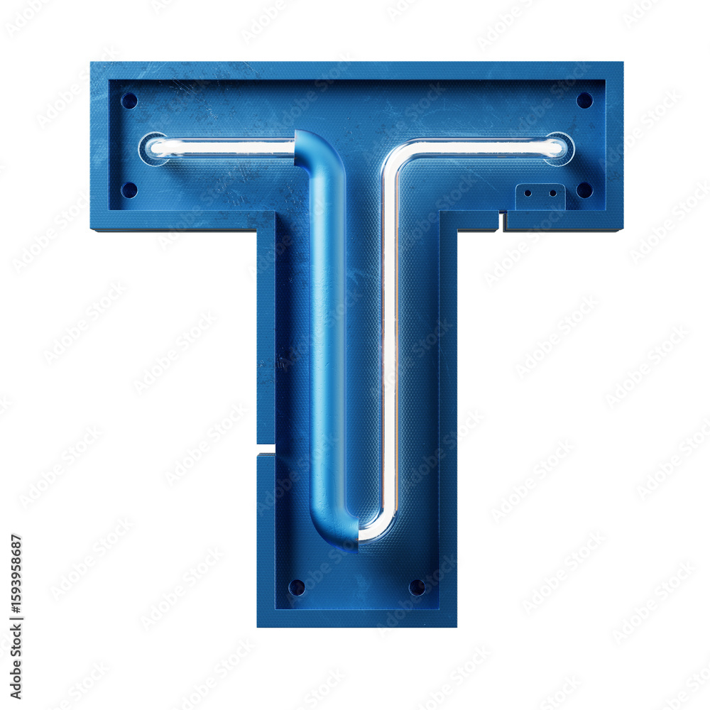 Aufkleber bright neon font with fluorescent tubes.metallic futuristic cyberpunk alphabet. 3d rendering isolate