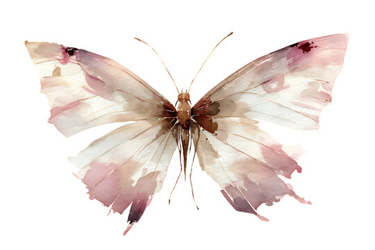 Damaged butterfly wings watercolor painting