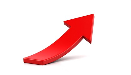 Red upward curved arrow