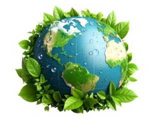 Eco Earth with Green Leaves and Water Drops