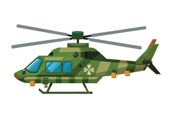 Fototapeta premium Military helicopter vector illustration clipart army aircraft flying rotor blades combat aviation